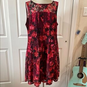 Lane Bryant Red and Black Sleeveless Sundress
